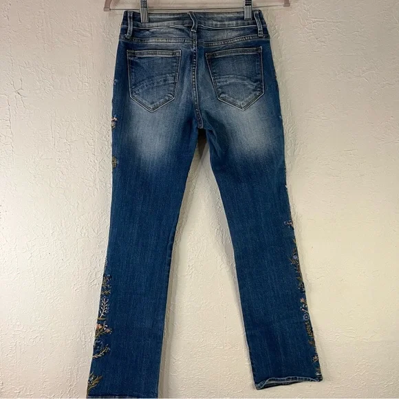 DRIFTWOOD Blue Embroidered Bootcut Jeans with Floral Accent - Picture 12 of 16